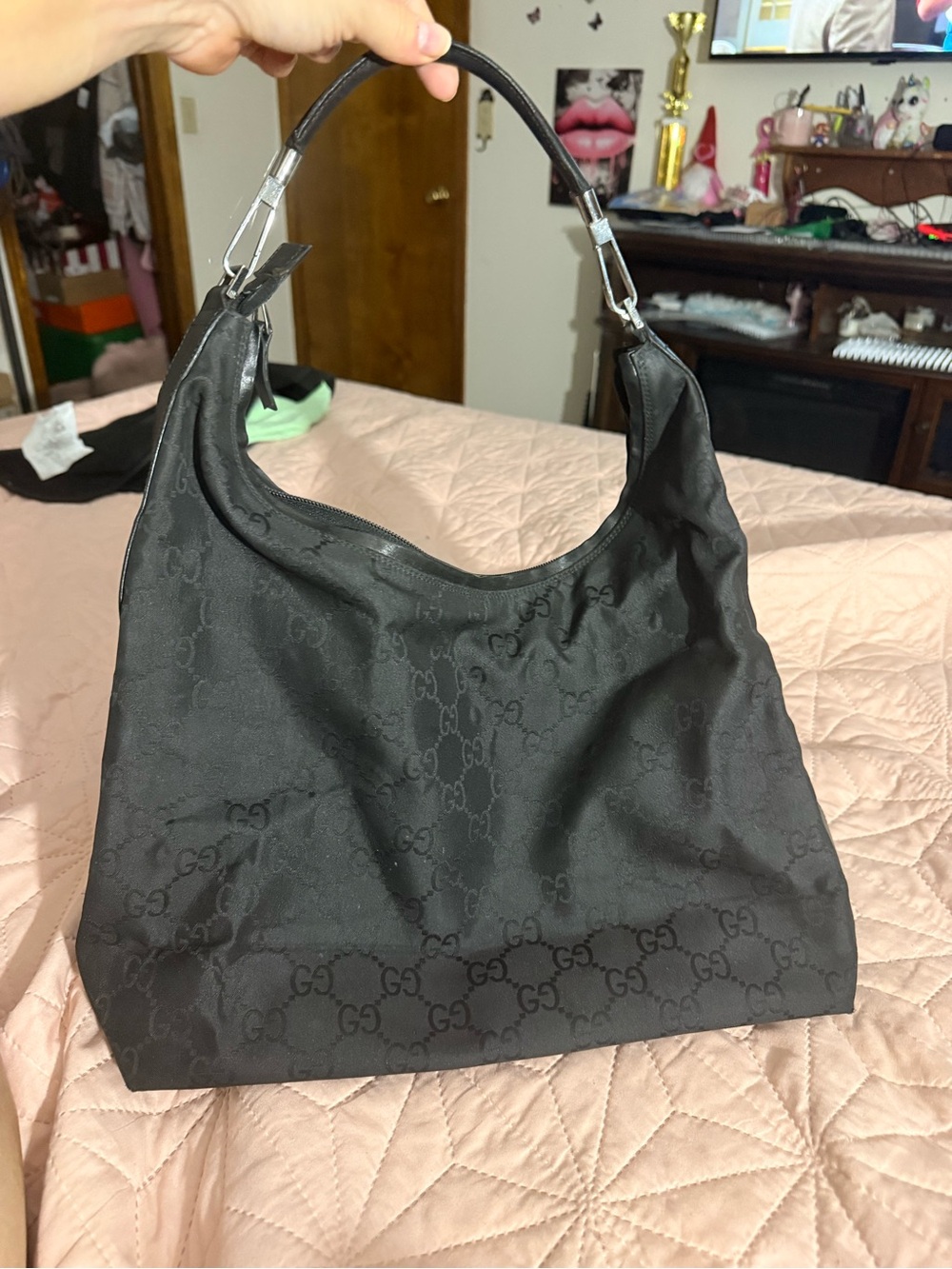 Gucci Black Monogram Hobo Shoulder Bag - Picture 1 of 6